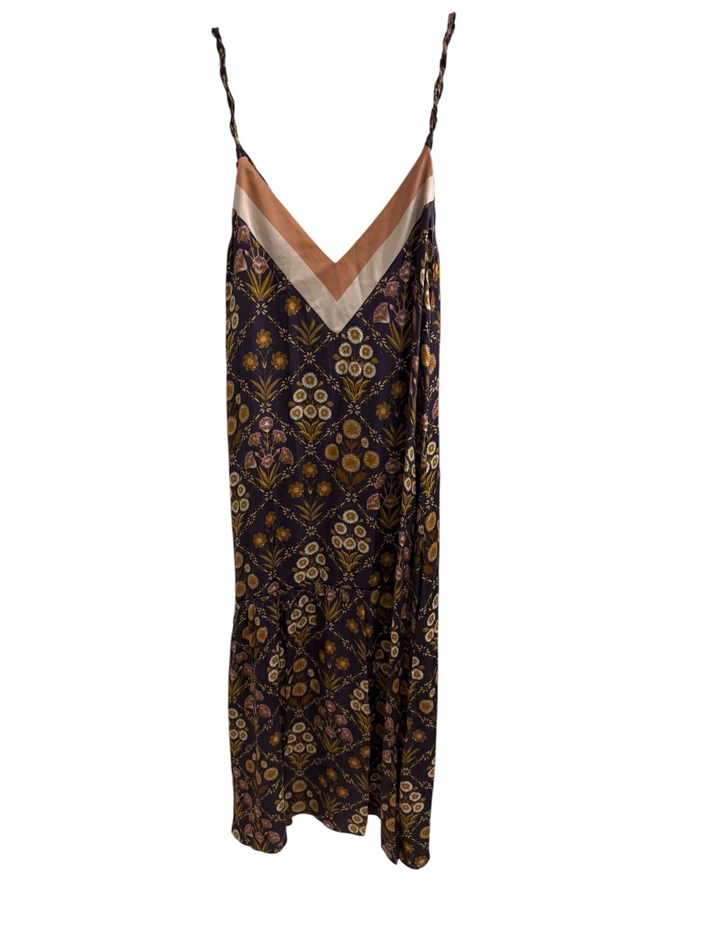 Floral V-Neck Slip Dress in Black and Brown